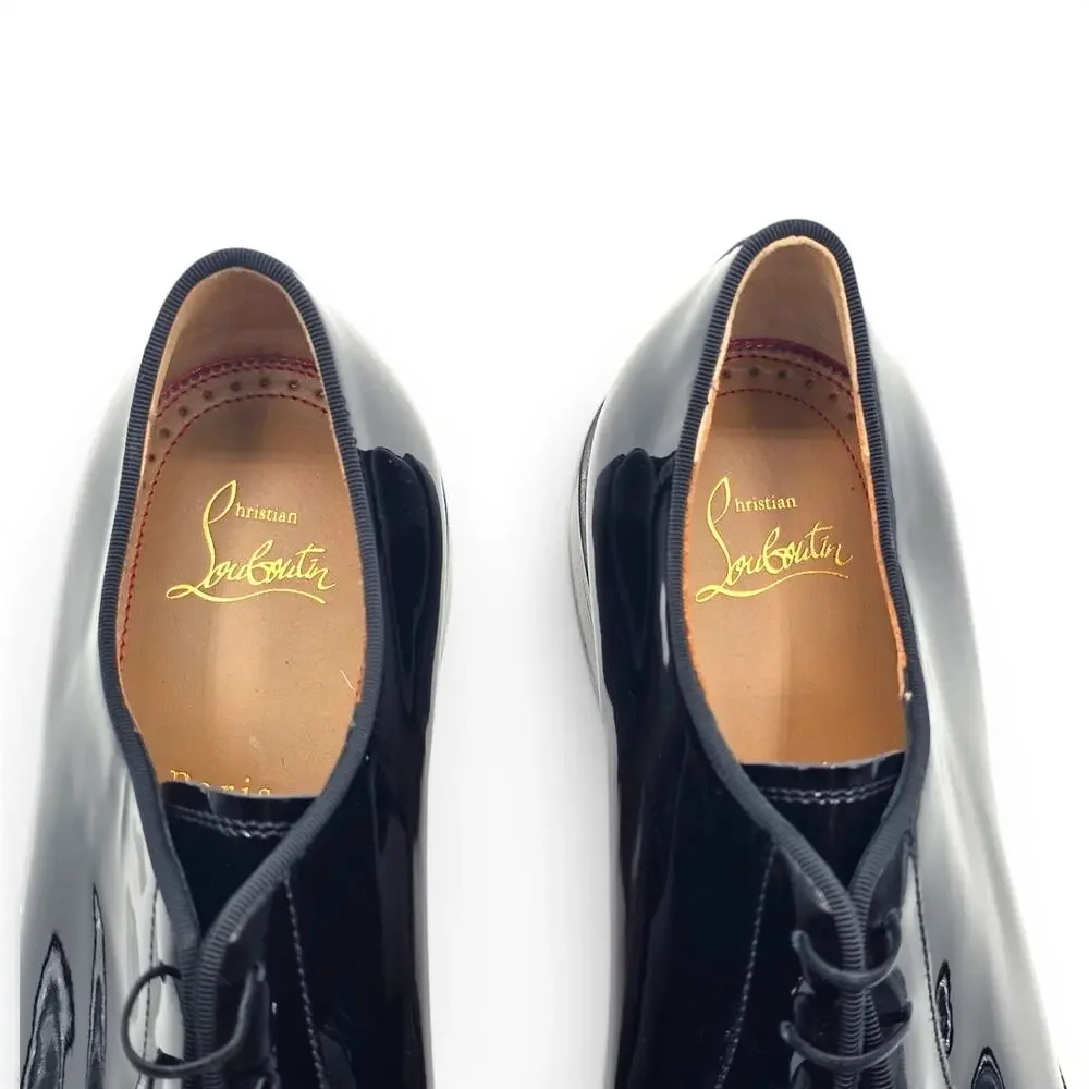 Christian Louboutin Chambeliss Patent Leather Derby Shoes Black EU 41.5 US 8.5